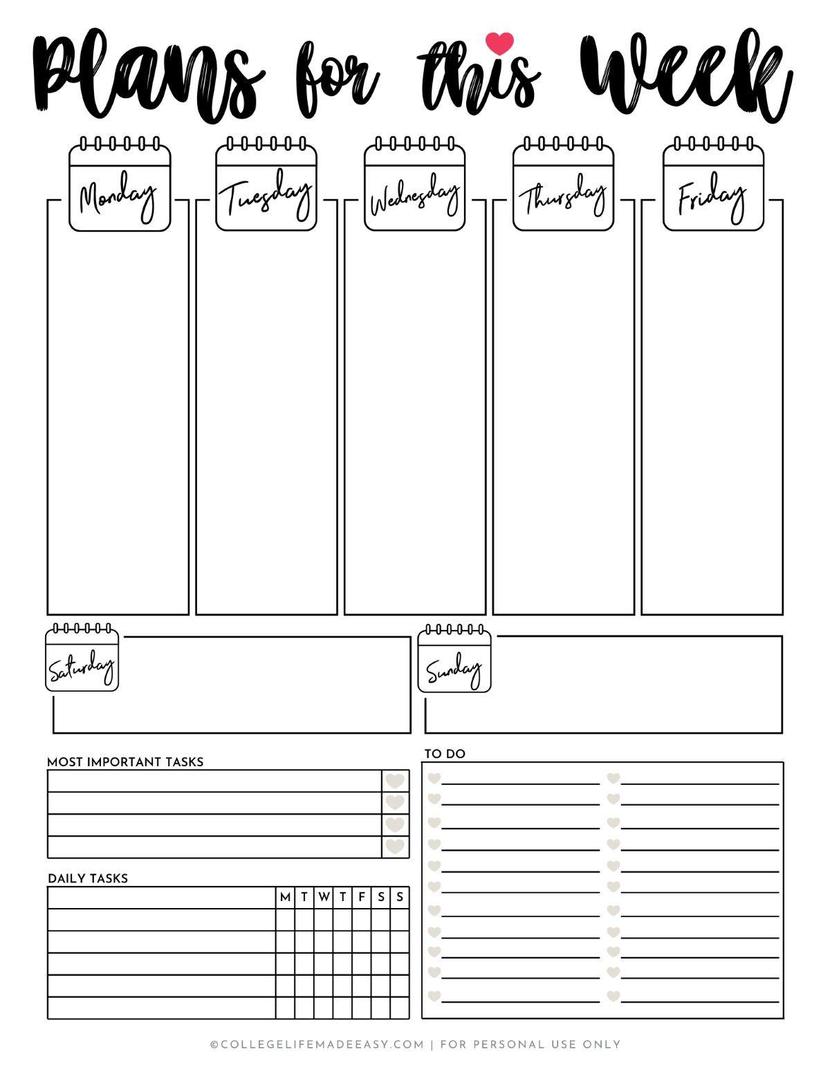 Printable Blank Planner Template 6