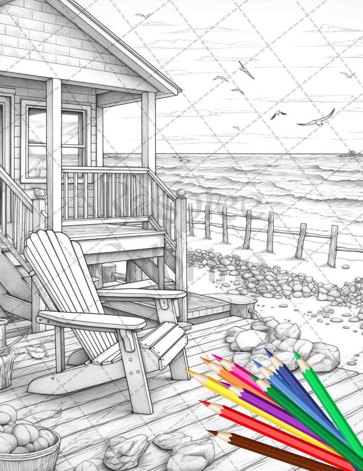 Best 40 Adult Coloring Pages Beach House Ideas 35