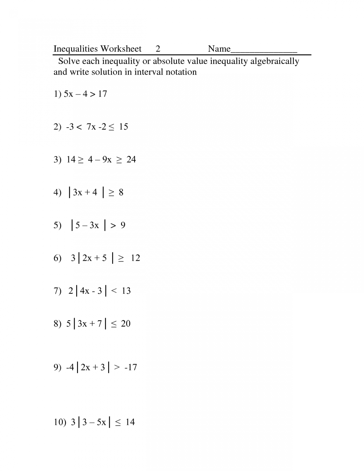 Best 50 Absolute Value Worksheets Ideas 28