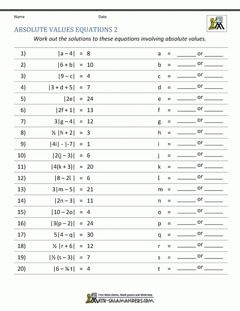 Best 50 Absolute Value Worksheets Ideas 30