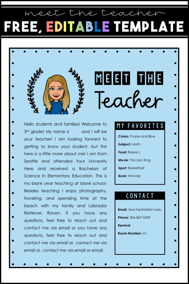 Best 50 Meet The Teacher Template Printable Ideas 24