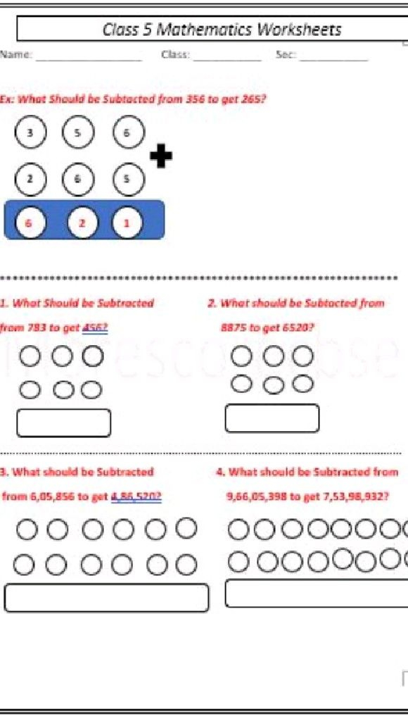 30 Addition Worksheets Class 5