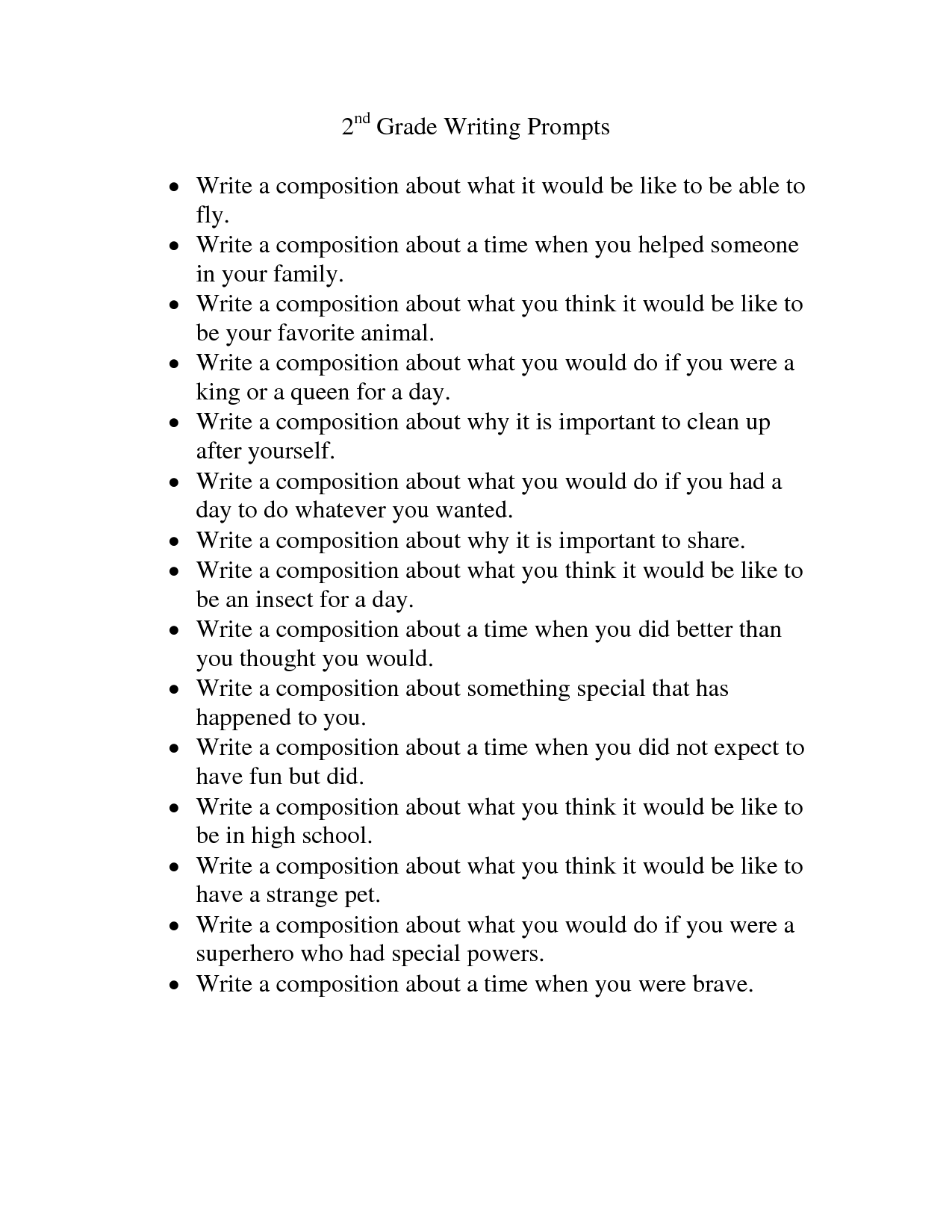 35 2Nd Grade Writing Prompt Worksheets