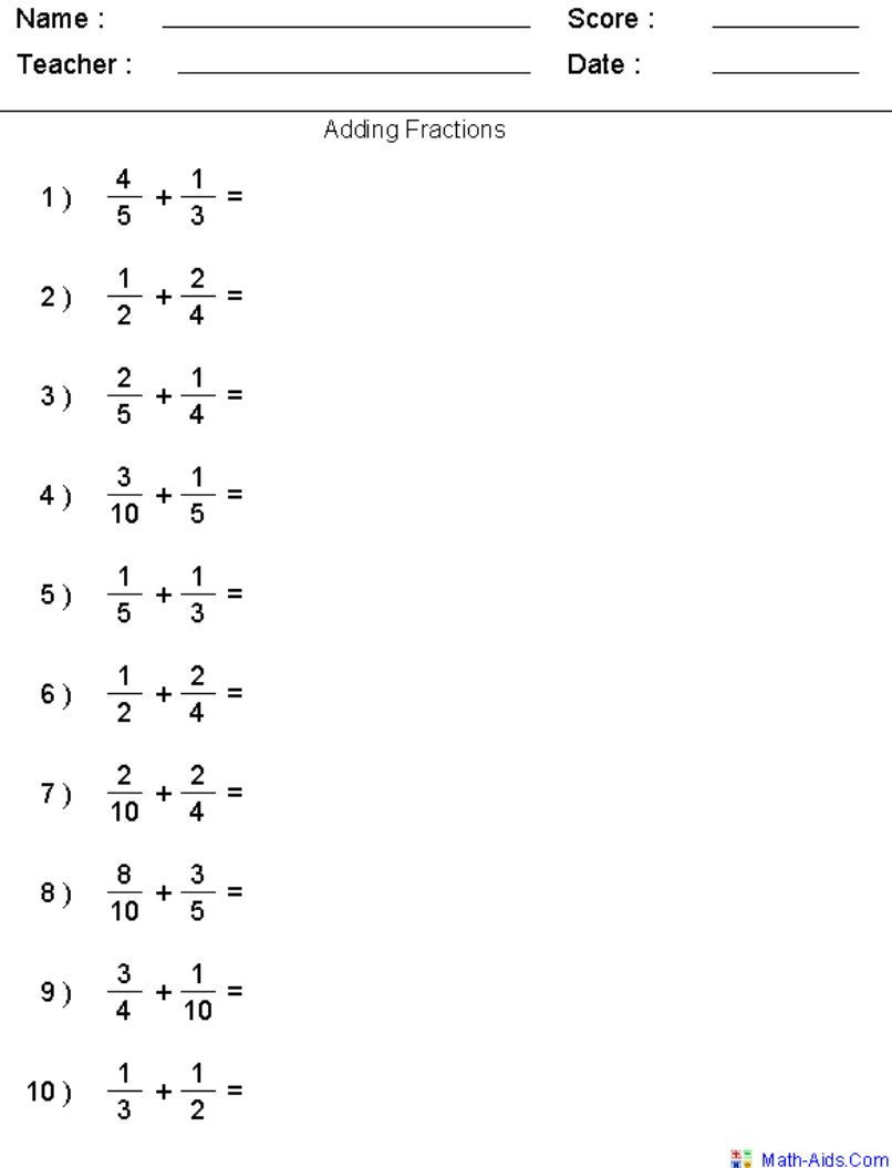 35 Addition Worksheets Class 5