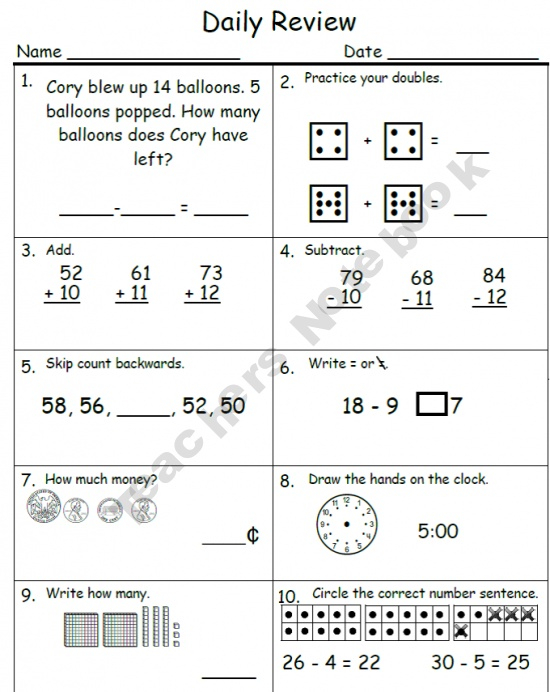 21 2Nd Grade Daily Worksheets