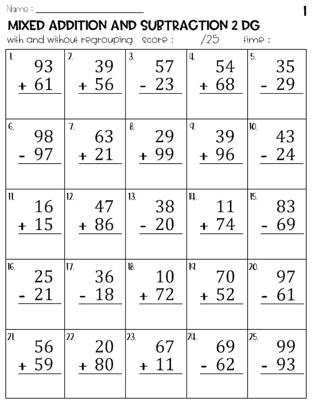 21 Addition Worksheets Class 5