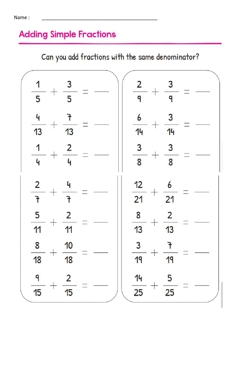 21 Addition Worksheets Class 5